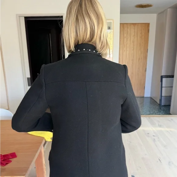 Zadig & Voltaire Black Wool Coat - with metal stud detail along collar and cuffs - Picture 3 of 8